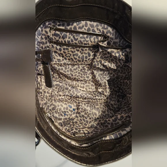 Guess Brown Signature Shoulder Tote Bag - Picture 9 of 15